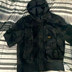 G STAR RAW Jacket Coat Plaid Wool Bomber Hooded Winter Coat! XL/XXL